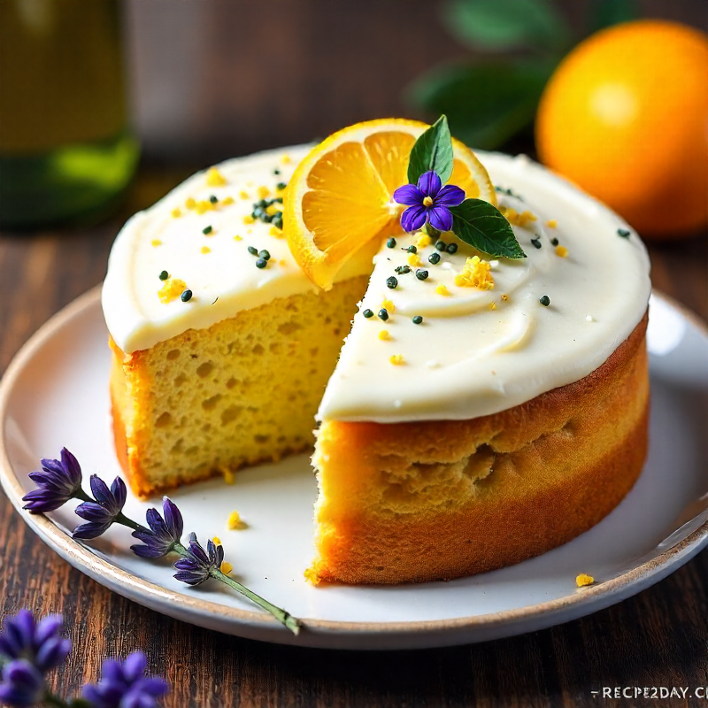 Olive Oil Citrus Cake with Lavender Frosting