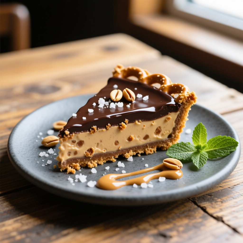 Chocolate & Peanut Butter Pretzel Frozen Pie